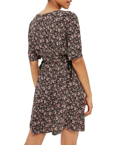 TOPSHOP Synthetic Corset Side Floral Tea Dress in Black - Lyst