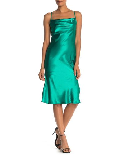 Bebe Bias Satin Slip Dress In Green Lyst Bebe Bias Satin Slip Dress In Green Lyst
