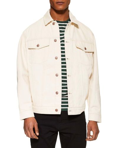 TOPMAN Embroidered Denim Jacket in White for Men - Lyst