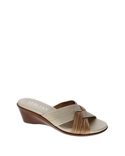 Italian Shoemakers Saylor Criss-cross Strap Wedge Sandal in Metallic m (Brown) - Lyst