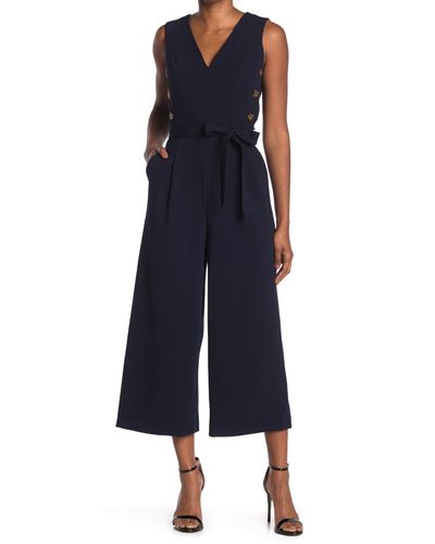 Calvin Klein Synthetic Side Button Jumpsuit in Indigo (Blue) - Lyst
