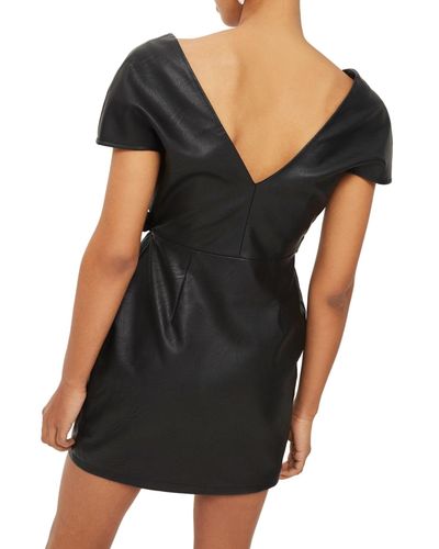 TOPSHOP Faux Leather Wrap Dress in ...