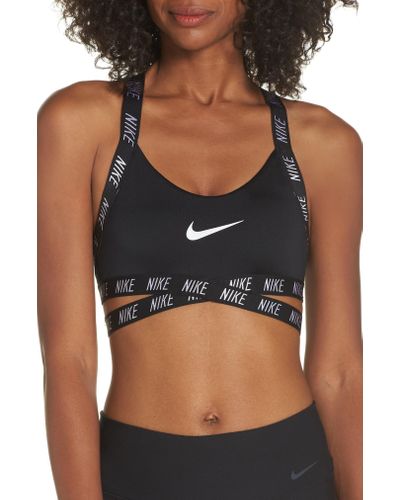 Nike Synthetic Dri-fit Indy Logo Sports Bra in Black/Black/White/White  (Black) | Lyst