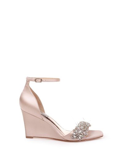 badgley mischka aliyah embellished ankle strap wedge sandal