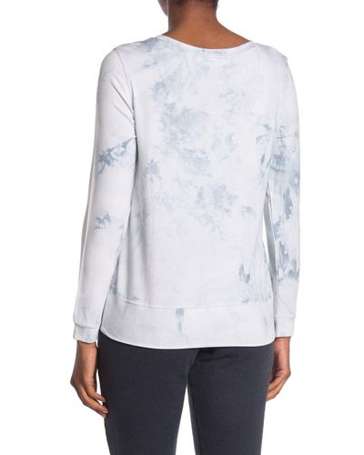 Workshop Long Sleeve French Terry Tie Dye Top in Marble Blue (Blue) - Lyst