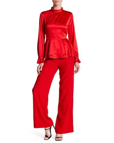 Nanette Lepore Synthetic Stretch Crepe Wide Leg Pants in Red - Lyst