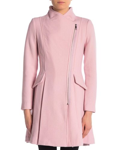 guess pink wool coat