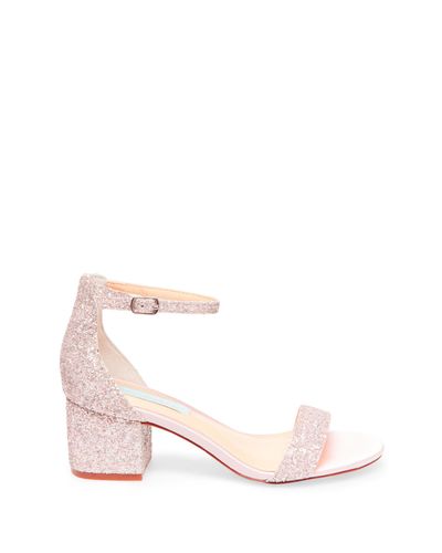 Betsey Johnson Jayce Glitter Block Heel Sandal in Blush Glitter (Pink) -  Lyst