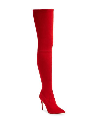 Steve Madden Dominique Thigh High Boot in Red - Lyst