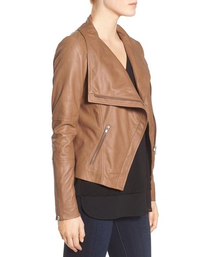 trouve drape front leather jacket
