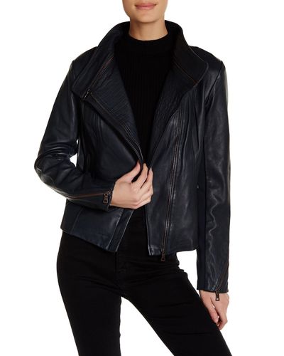 Sam Edelman Genuine Leather Jacket in Black - Lyst