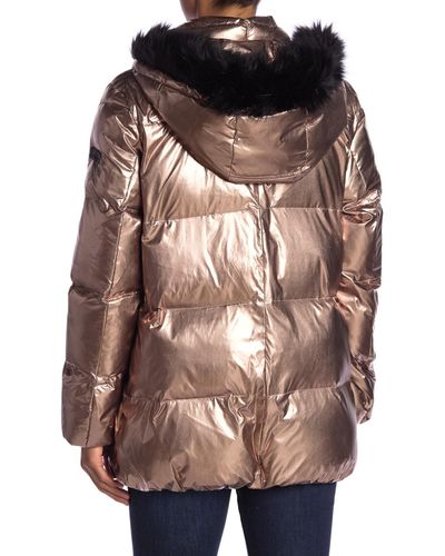 faux fur trim down jacket sam edelman