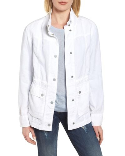 Caslon Cinch Waist Linen Utility Jacket (petite) in White - Lyst