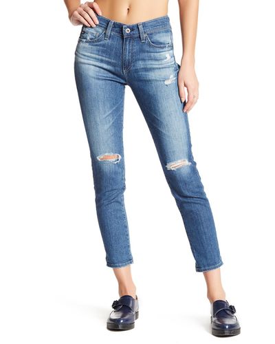 AG Jeans Cotton Beau Slouchy Skinny Jean in Blue - Lyst
