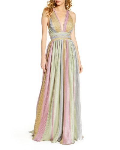 Mac Duggal Rainbow Sparkle Pleated Gown - Lyst