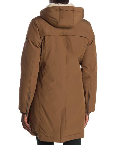 vince camuto faux fur trim hooded down jacket