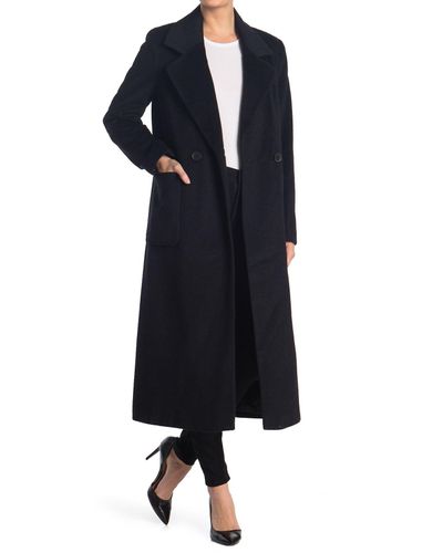 Donna Karan Wool Double Breasted Coat in Black - Lyst