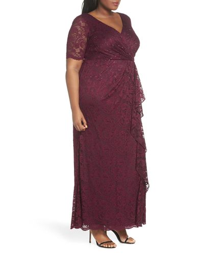 adrianna papell cascading ruffle gown
