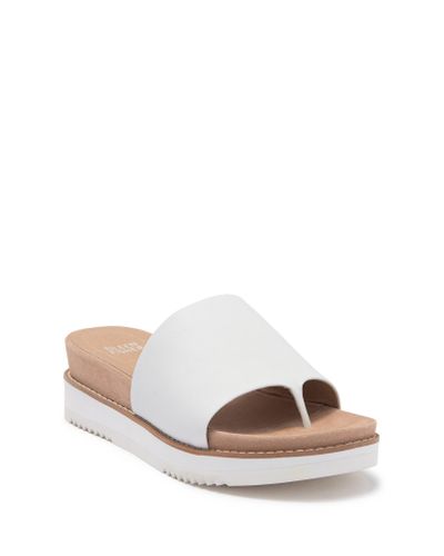 Eileen Fisher Leather Touch Platform Sandal in White - Lyst