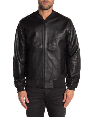 Wesc Leather Bomber Jacket in Black for Men - Lyst