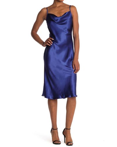 Bebe Bias Satin Slip Dress In Navy Blue Lyst Bebe Bias Satin Slip Dress In Navy Blue Lyst