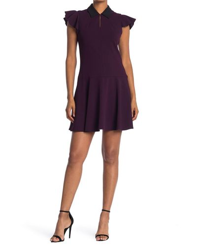 Tommy Hilfiger Avy Ruffle Sleeve Dress In Aubergine Black At Nordstrom