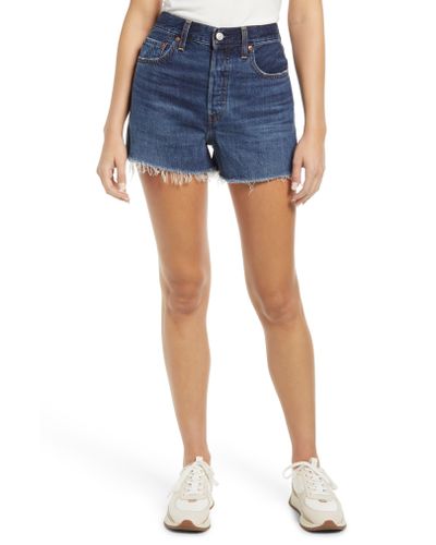 Levi's Ribcage High Waist Cutoff Denim Shorts In Noe Five At Nordstrom Rack in Blue | Lyst