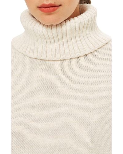 TOPSHOP Turtleneck Sweater Dress in Oatmeal (Natural) | Lyst