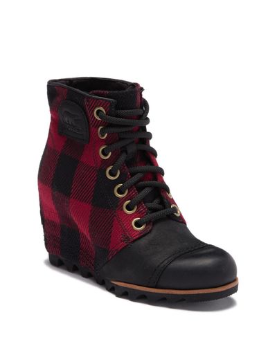 sorel plaid wedge heels