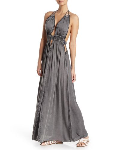 plunging halter dress