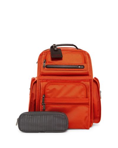 tumi orange backpack