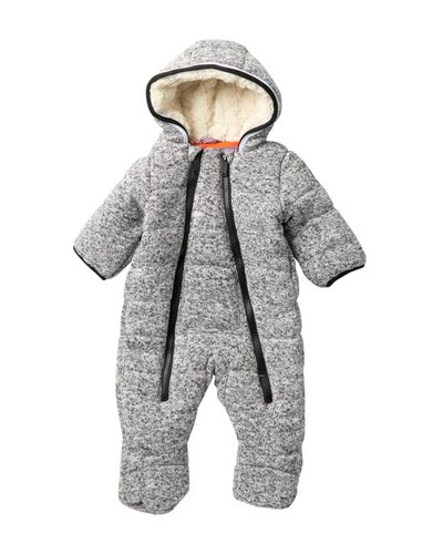 Newborn/Infant Ben Sherman Baby Boys Bubble Snowsuit Polar Fleece Lined Pram with Sherpa Fur Hood 