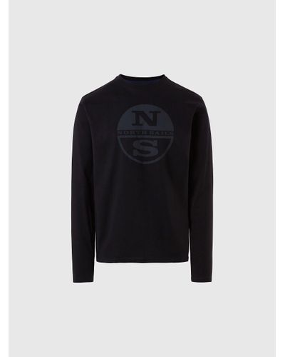 North Sails T-shirt à manches longues avec impression à logo - Noir