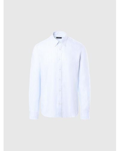 North Sails Camisa de lino de rayas - Blanco