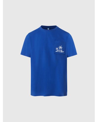 North Sails T-shirt à imprimé palmier - Bleu