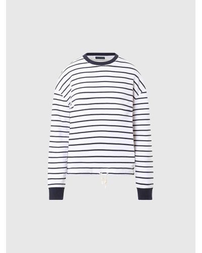 North Sails Sweat-shirt à rayures avec cordon de serrage - Blanc