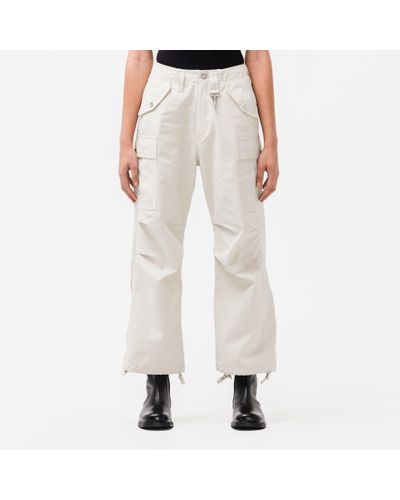 Reese Cooper Women's White Brushed Cotton Canvas Cargo Pants