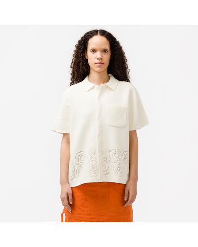 Stussy Perforated Swirl Knit Shirt in Natural | Lyst