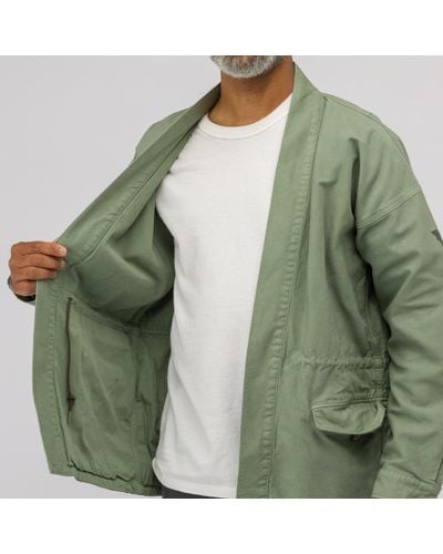 Visvim Cotton Sanjuro Benny Jacket In Lt Olive in lt Grey (Green 