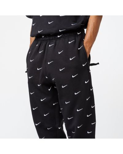 Nike Fleece Swoosh Logo Pants in Black 