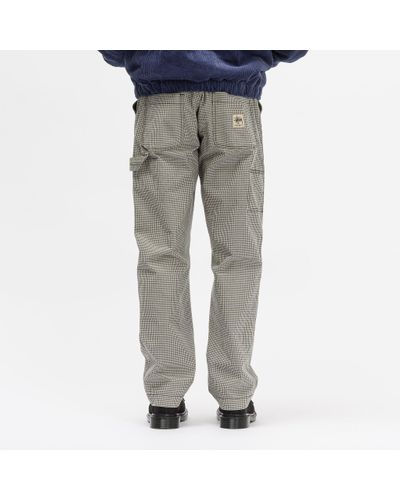 Stussy Cotton Work Pant in Check (Gray 