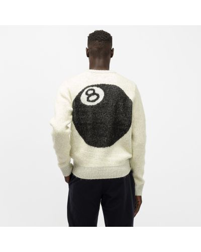 Stussy 8 Ball Heavy Brushed Mohair Sweater in Natural for Men | Lyst