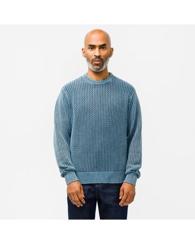 Stussy Pigment Dyed Loose Gauge Sweater in Blue for Men | Lyst