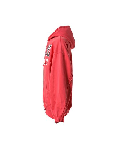 Vetements Fan Deconstructed Zip-up Hoodie in Red for Men | Lyst