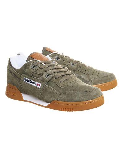 Reebok Suede Workout Plus in Olive 