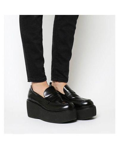 Vagabond Leather Alexis Wedge Loafers in Black - Lyst