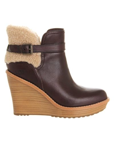 UGG Anais Wedge Ankle Boots in Mahogany (Red) - Lyst