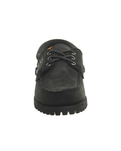 Timberland Leather 3 Eye Classic Lug Boat Shoes in Black for Men | Lyst