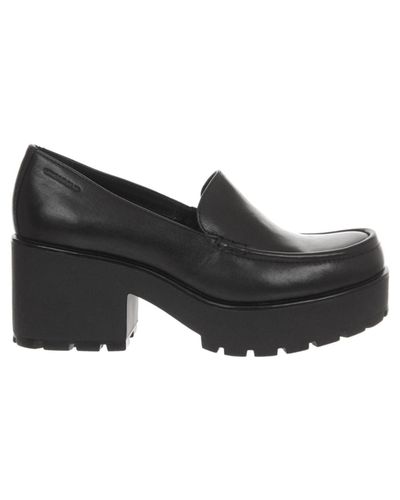 vagabond dioon black leather platform block heeled loafer