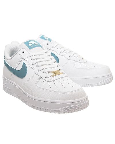 white and teal air force ones